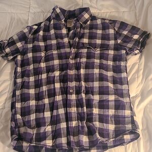 Blue-plaid, button-down shirt